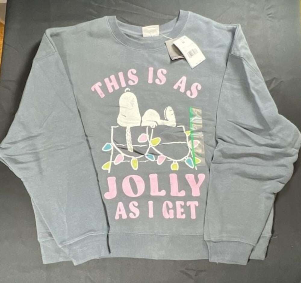 Peanuts Snoopy This Is As Jolly As I Get Sweatshirt Size M - Gray